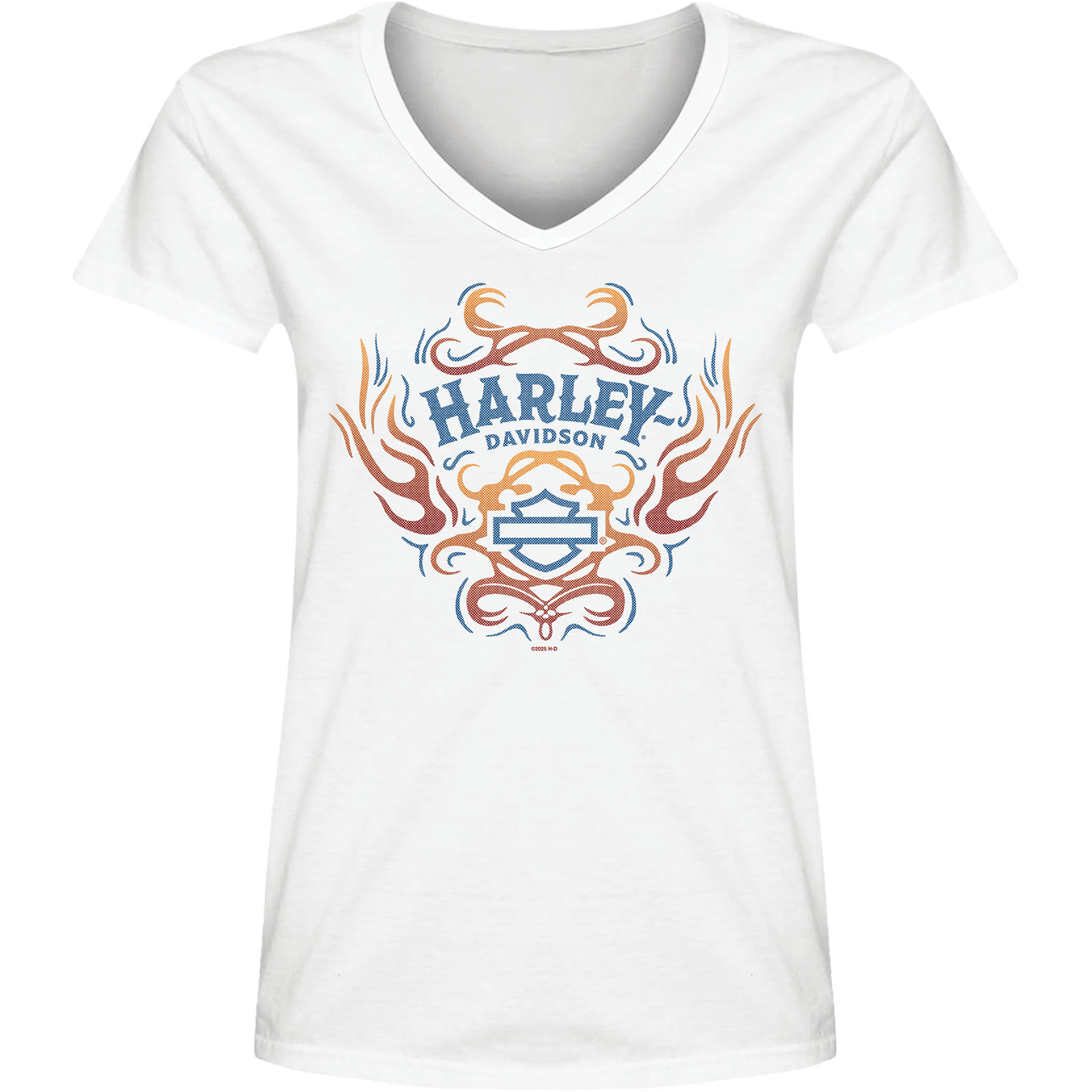 Women's Harley Fuego V-Neck T-Shirt - White | Harley-Davidson