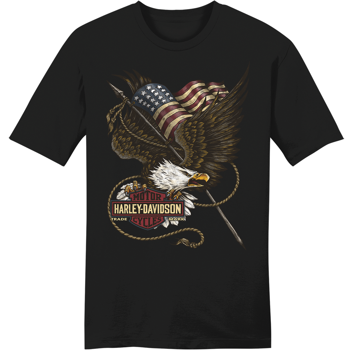 【oan】Vintage Black Harly Eagle Short Sleeve T-shirt Harley-Davidson® Men's Vintage Eagle Short Sleeve T-Shirt