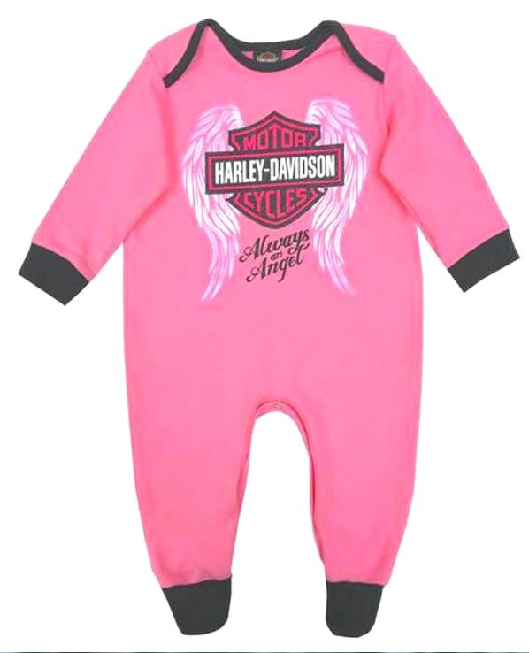Harley-Davidson® Infant Girls' Winged Bar & Shield® Interlock Coverall | Footed