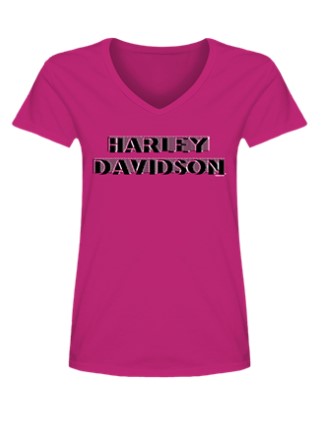 Harley-Davidson® Women's Halftone Shadows V-Neck T-Shirt | Fuchsia