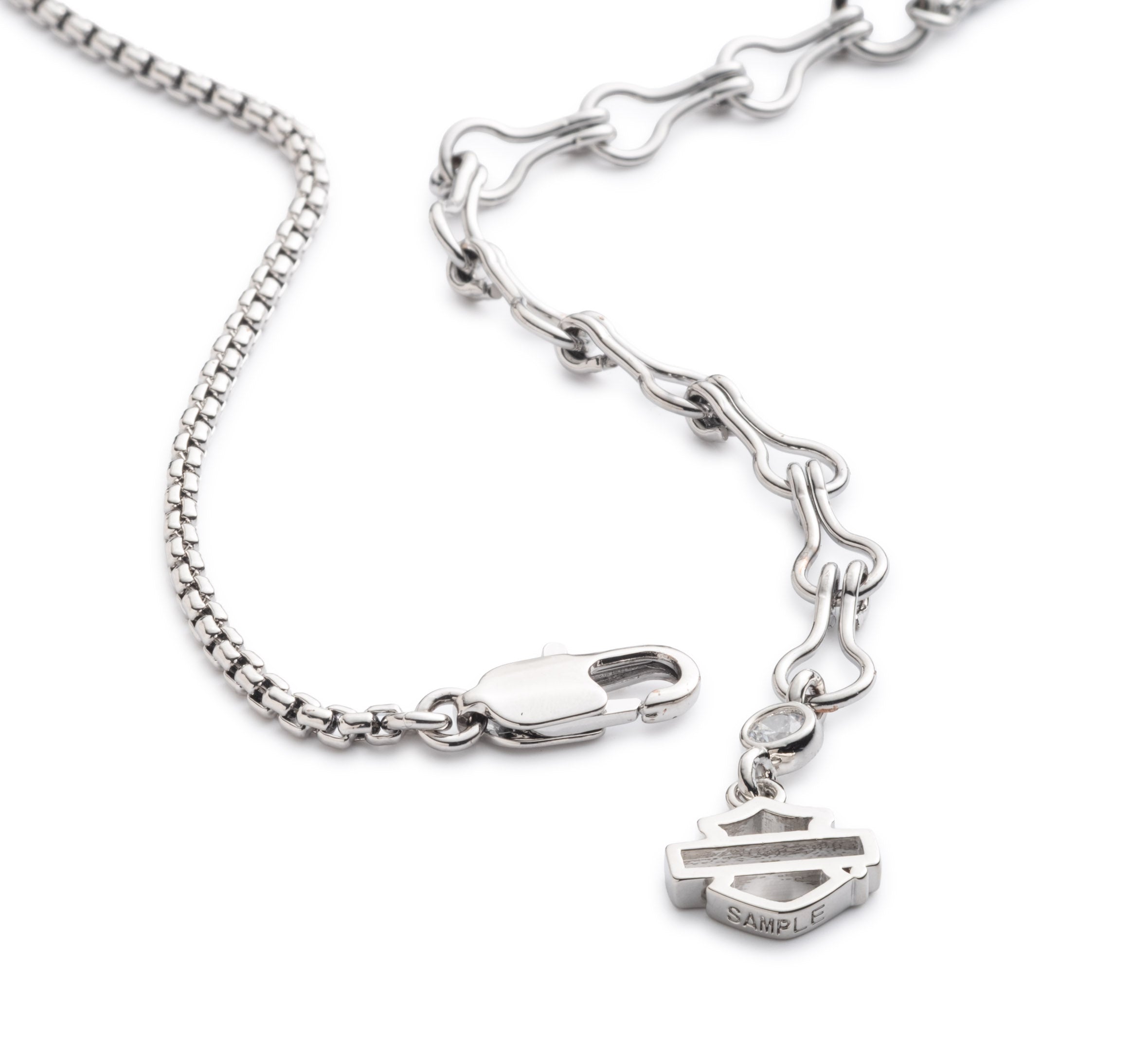 Harley-Davidson チェーンネックレス Harley-Davidson Women's Crystal Bar and Shield Necklace – House of