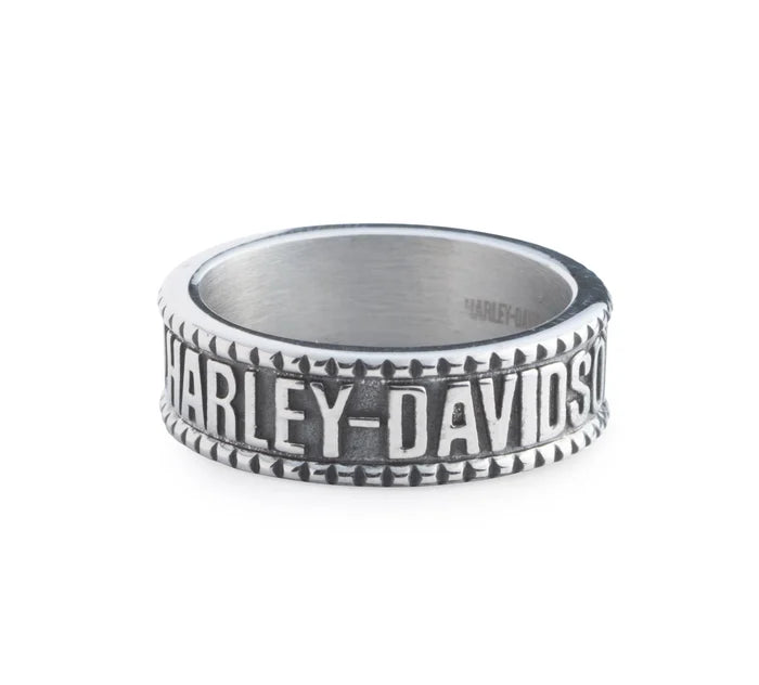 Harley-Davidson® Men's Raised Logo Band Ring | Stainless Steel