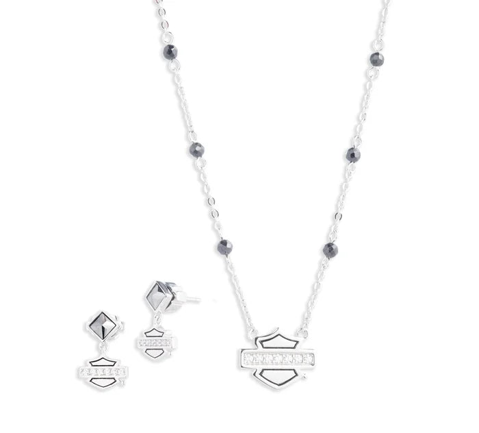 Harley-Davidson® Bar & Shield® Rosary Necklace and Earring Set