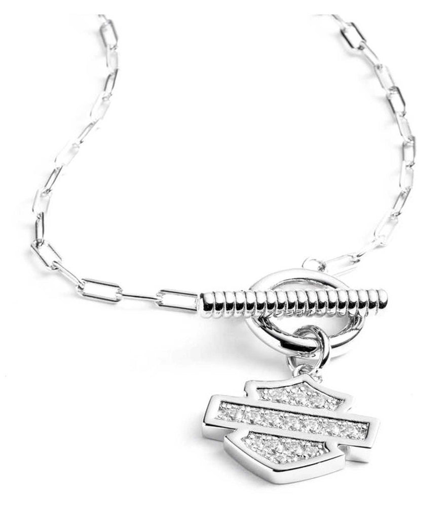 
                  
                    Harley-Davidson® Women's Bar & Shield® Toggle Pendant Necklace | Sterling Silver
                  
                
