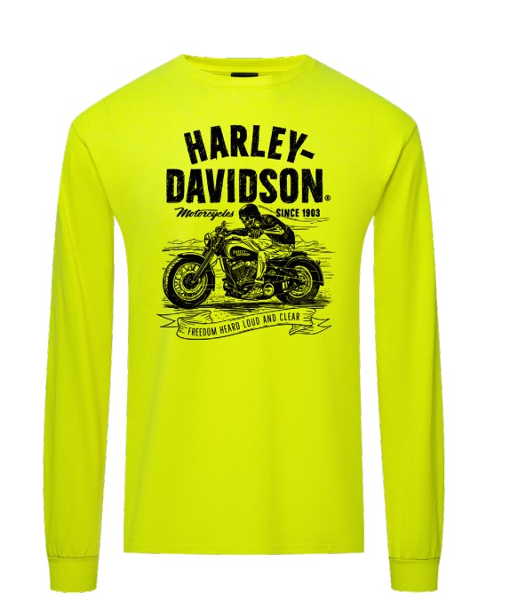 り*り様 2000 HARLEY DAVIDSON long sleeve te Harley-Davidson® Men's Charged Long Sleeve Tee - Safety Green