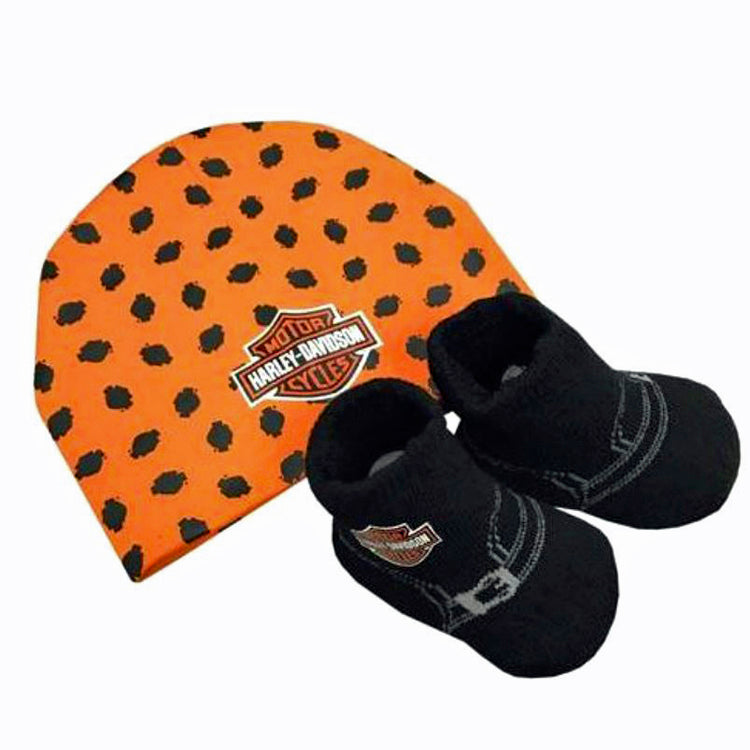 Harley-Davidson® Newborn Boys' Beanie & Booties Set