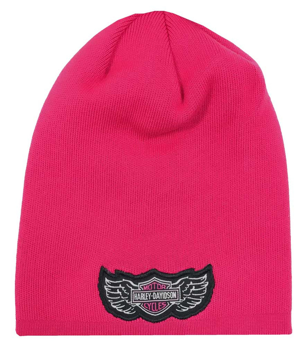 Harley-Davidson® Girls' Bar & Shield® Slouchy Knit Beanie | Pink