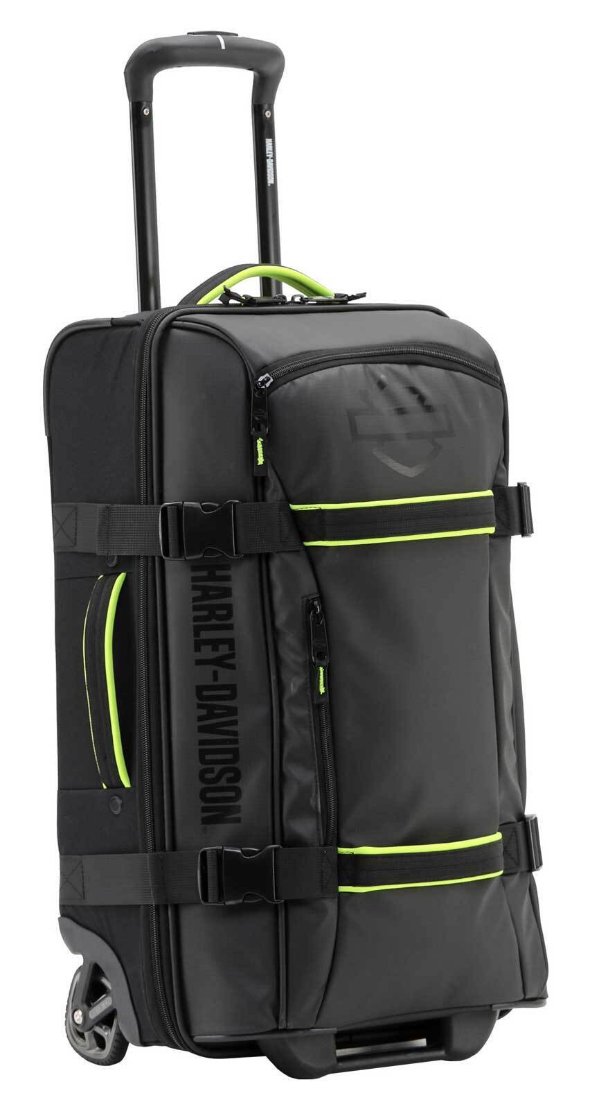 Harley-Davidson® Nomad Wheeling Duffel Bag with Shark Wheels | Black and Lime | 25