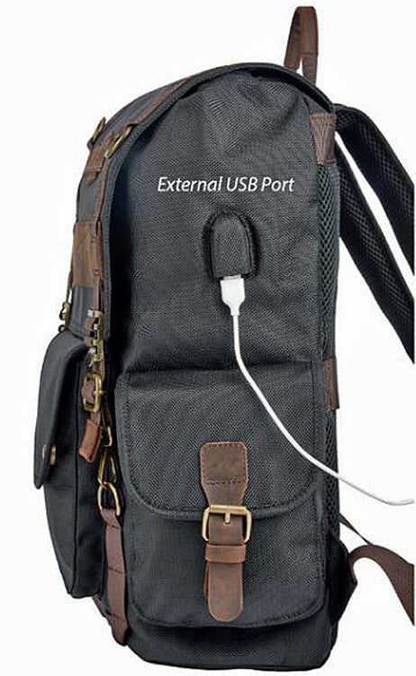 custom mens leather backpack with charging station Harley-Davidson® Ponderosa Ballistic & Leather Backpack