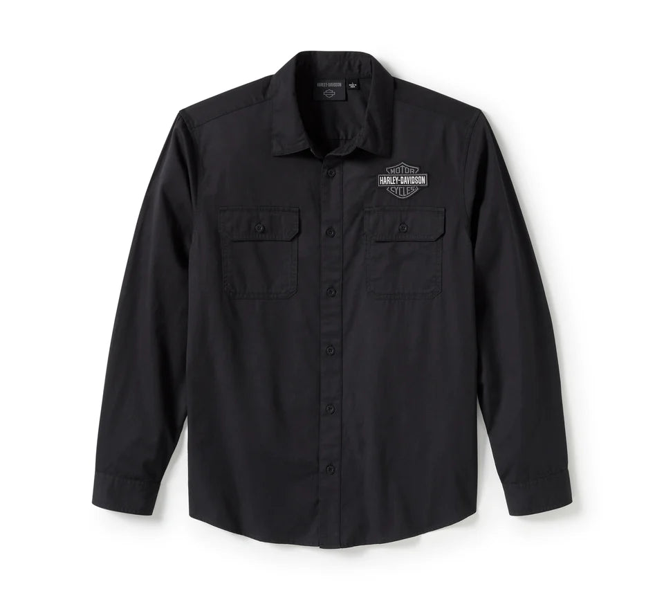 Men's Bar & Shield Solid Long Sleeve Shirt - Harley Black Men's Bar & Shield Solid Long Sleeve Shirt - Harley Black