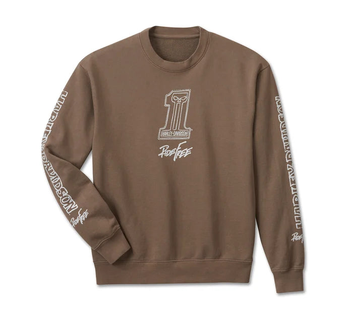 HARLEY DAVIDSON クルーネックスウェット 3XL ブラウン HARLEY DAVIDSON クルーネックスウェット 3XL ブラウン