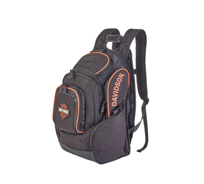 Harley-Davidson® Legend Backpack | Black with Orange – House of Harley-Davidson® Legend Backpack | Black with Orange – House of