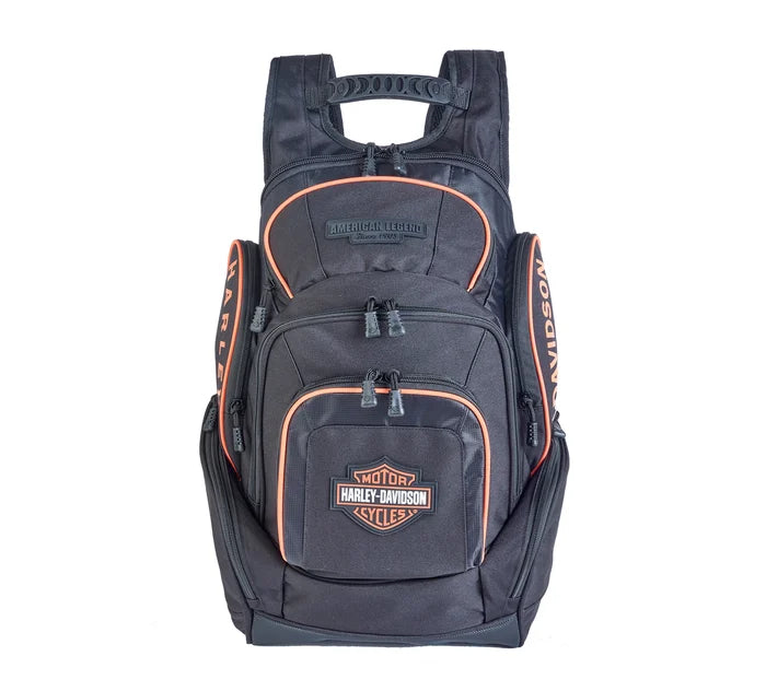Harley-Davidson® Legend Backpack | Black with Orange – House of