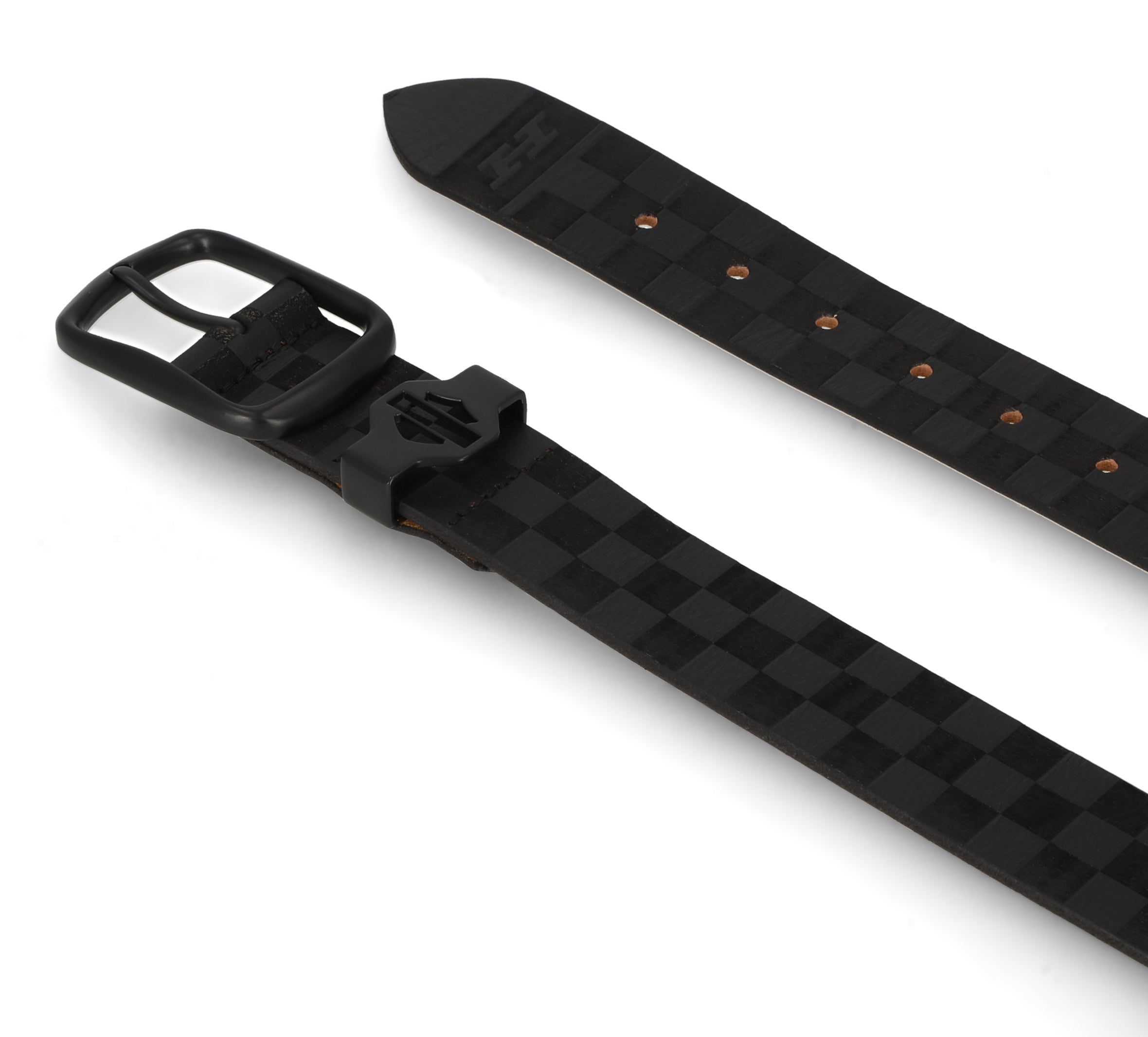 Harley-Davidson Men's Checkerboard Bar & Shield Keeper Genuine Leather Belt | Matte Black