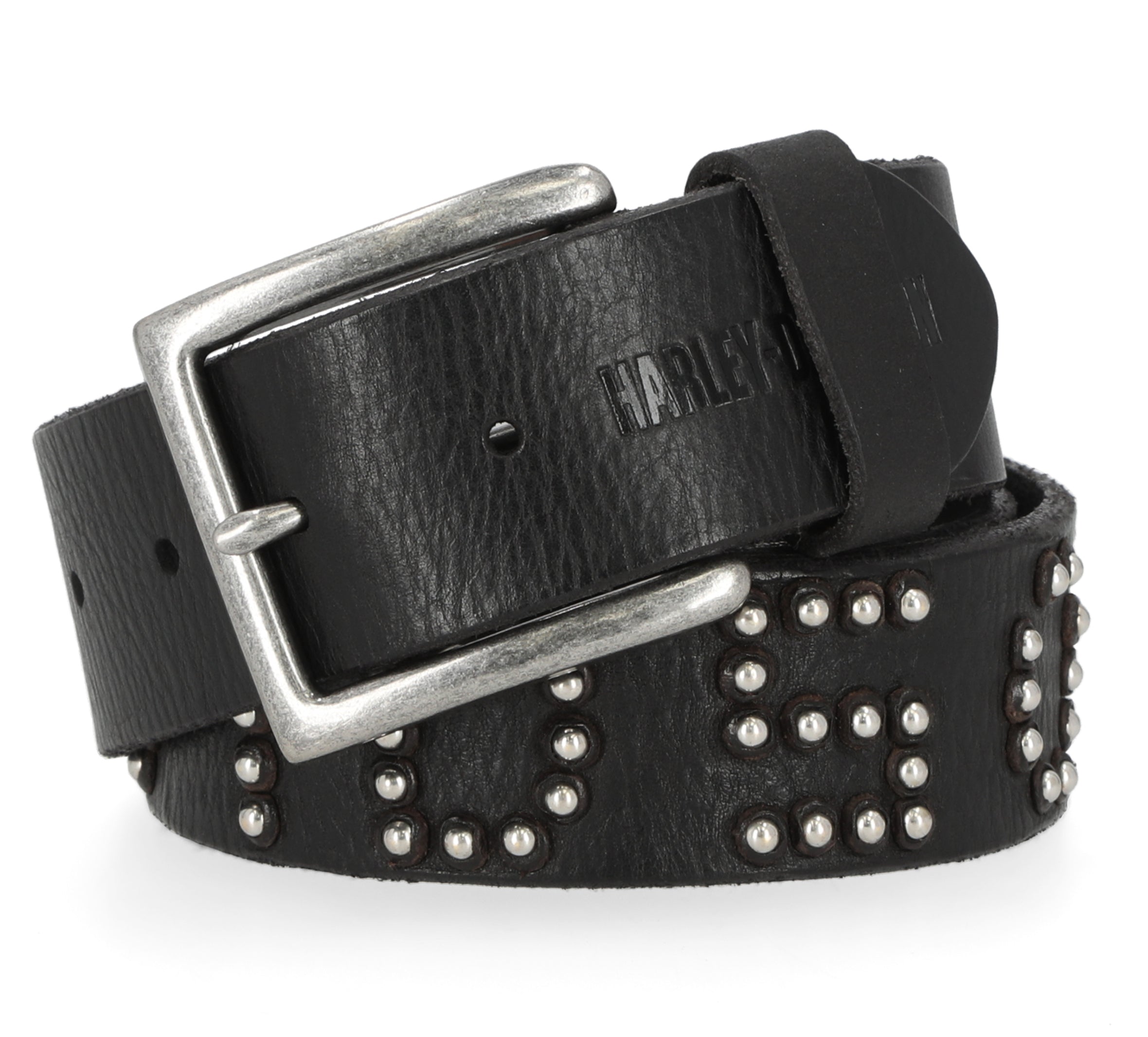 5258 Womens Multiple Keeper Leather Stud Trim Belt- Black- Large Plus Size Studded Belt | Vegan Leather | Midnight Hour  main image 3