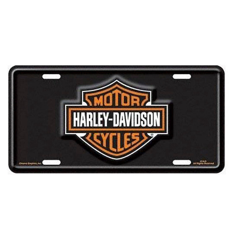 Harley-Davidson® Bar & Shield® Stamped Metal Front Plate | Black