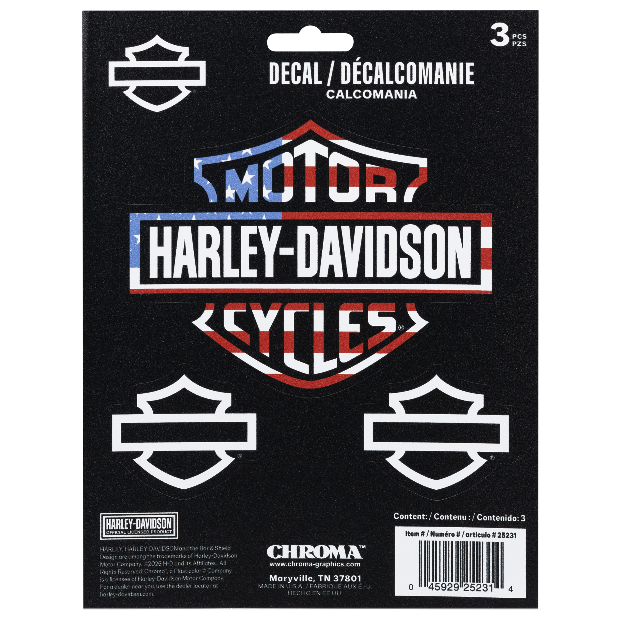 Harley-Davidson® B&S R,W,B, Look Bar & Shield® Decals | Set Of 3 