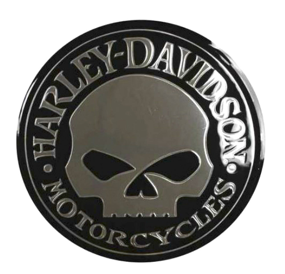 Harley-Davidson® Chrome Skull Decal | Chrome and Black | Medium
