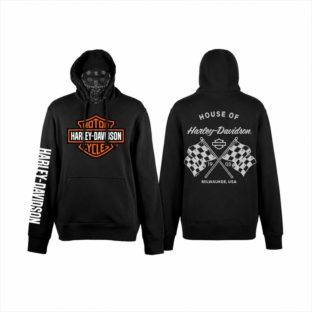 Harley-Davidson® Unisex Bandana Orange Bar & Shield Pullover