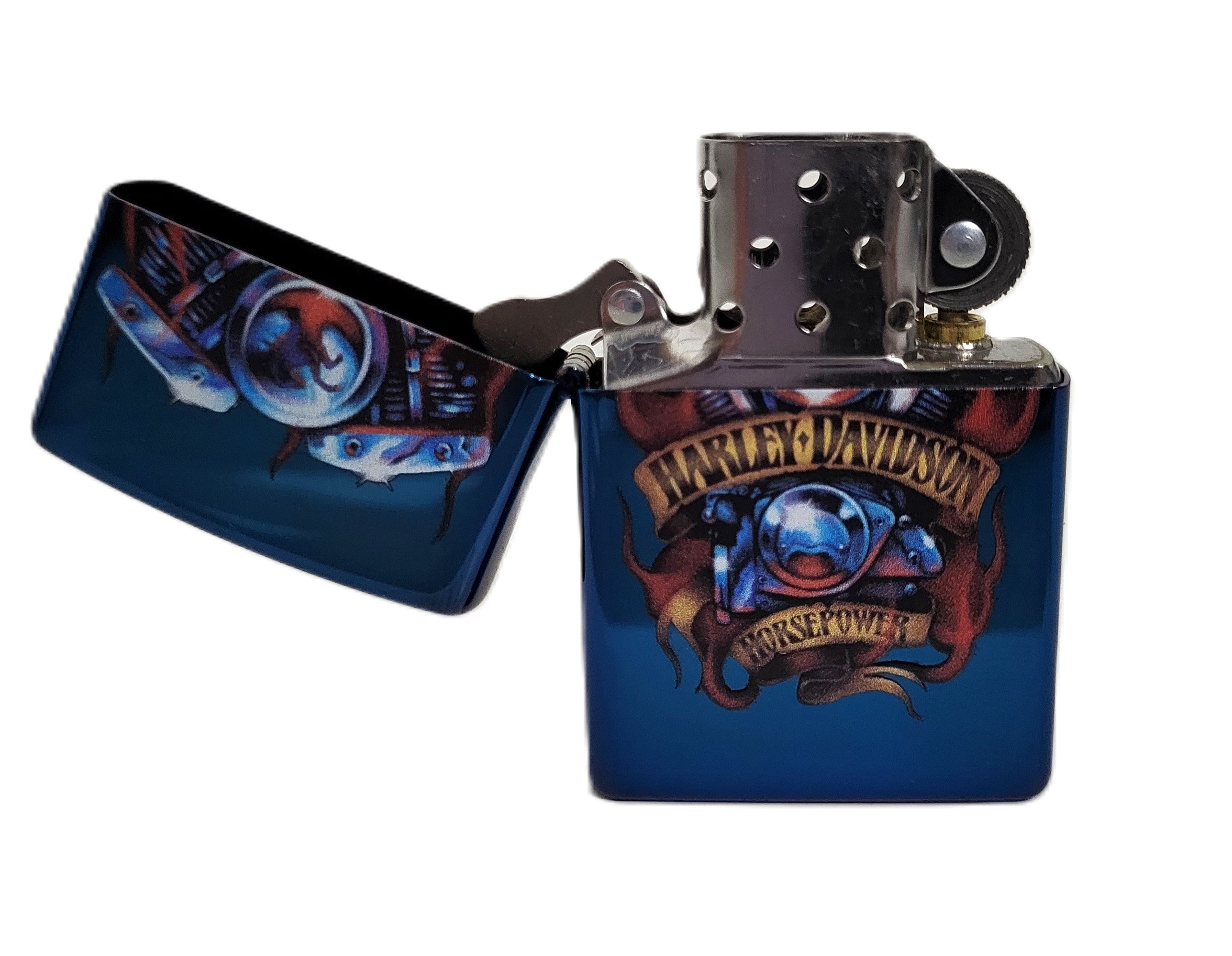 Harley-Davidson® H-D® Color Image Blue Chrome Zippo® Lighter