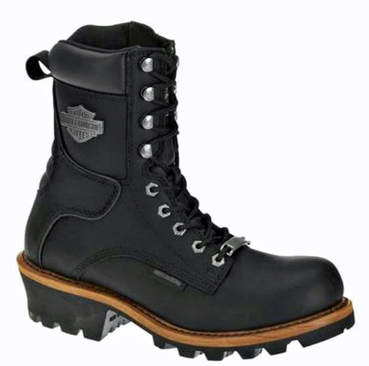 Harley Davidson Logger Conductor Mens Boots Size 13 Black Biker Riding Shoes Harley Davidson Vintage Black Leather Logger Conductor  main image 2