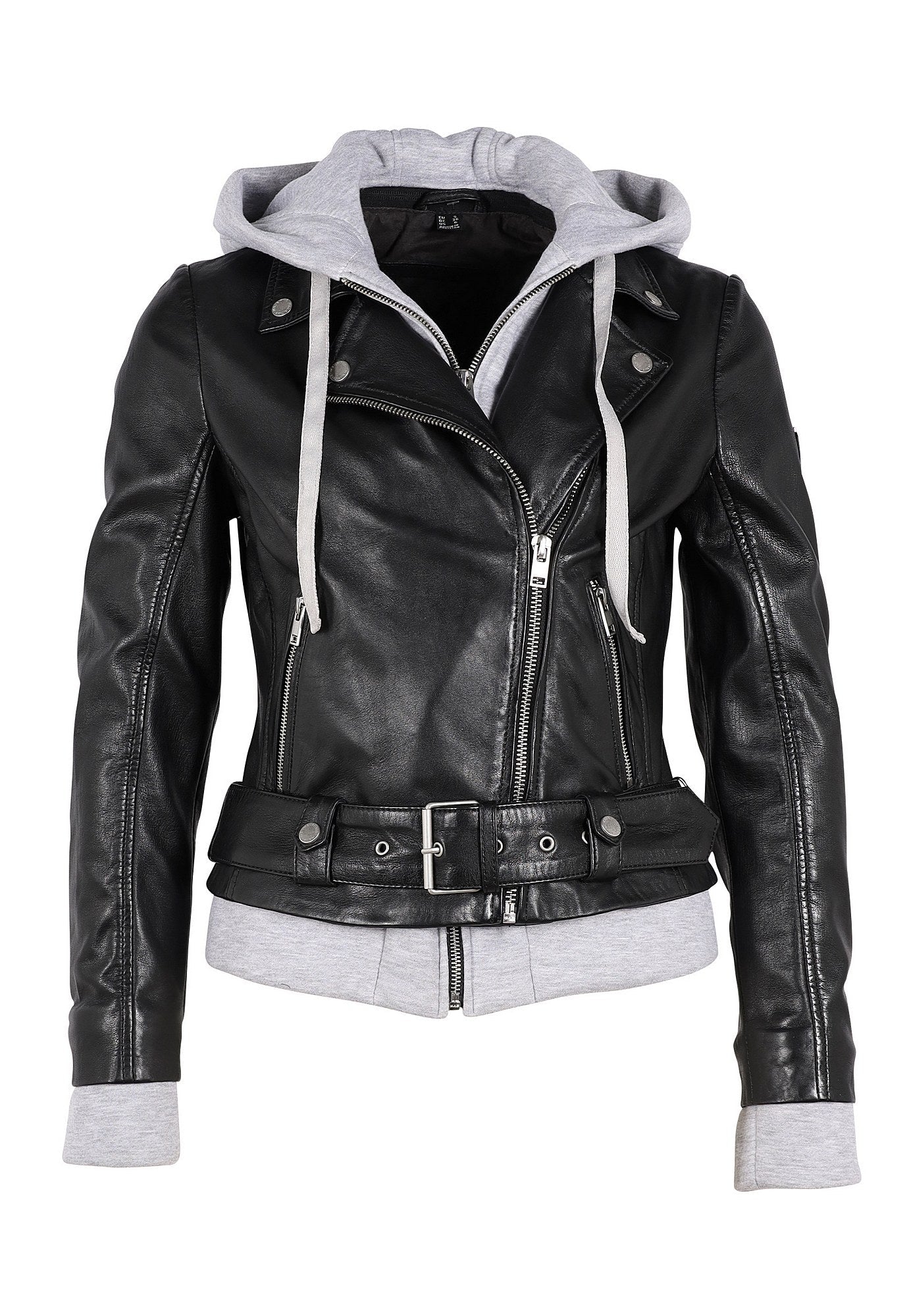 Leather Jacket Grey Hoodie Mauritius® Women's Freda Leather Jacket