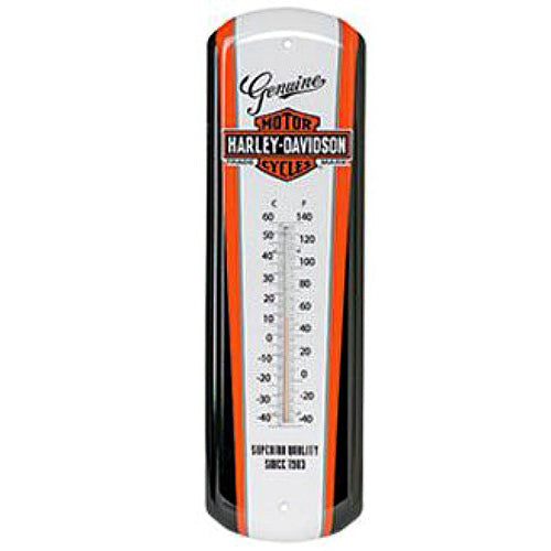 Harley-Davidson® Nostalgic Bar & Shield® Outdoor Tin Thermometer | Fahrenheit & Celsius