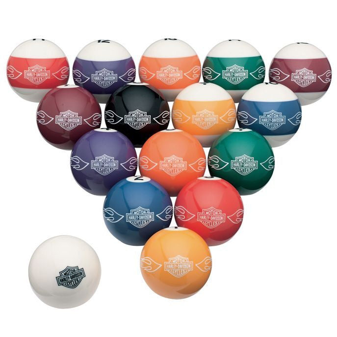 Harley-Davidson® Bar & Shield® Flames Billiard Ball Set – House of