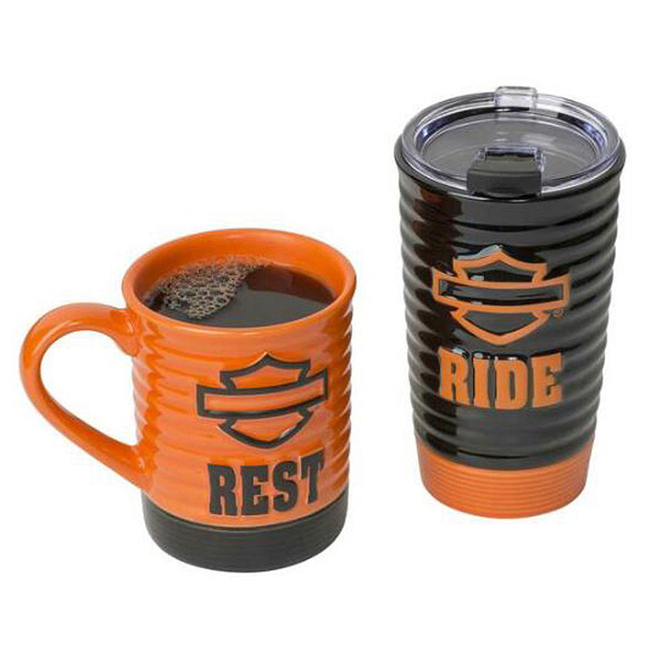 Harley-Davidson® Ride & Rest Ceramic Coffee Mug Set | Travel & Home | Set of 2