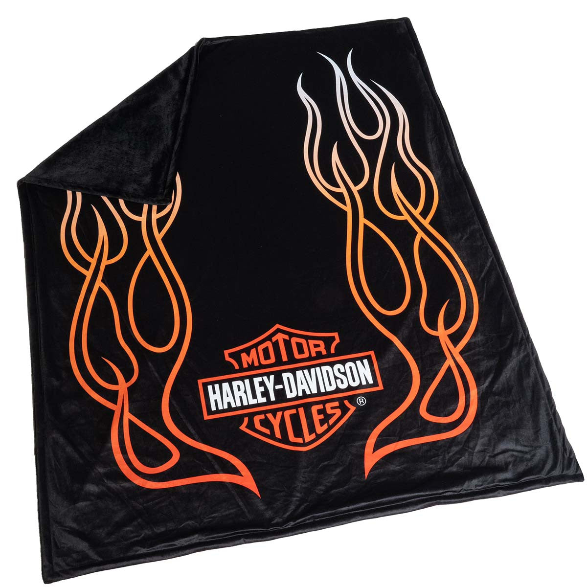 Harley Davidson blanket ブランケット Harley-Davidson® Bar & Shield® Flames Blanket | House of Harley®