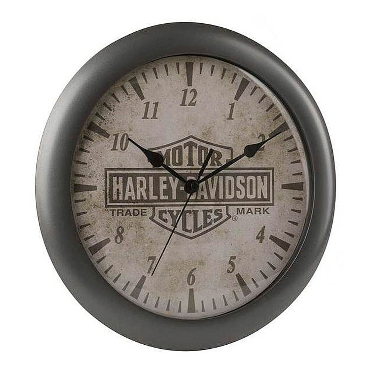 d*9様 【希少】Harley-Davidson 立体ロゴ ヴィンテージ レザー Harley-Davidson® Long Bar & Shield® Trademark Logo Clock