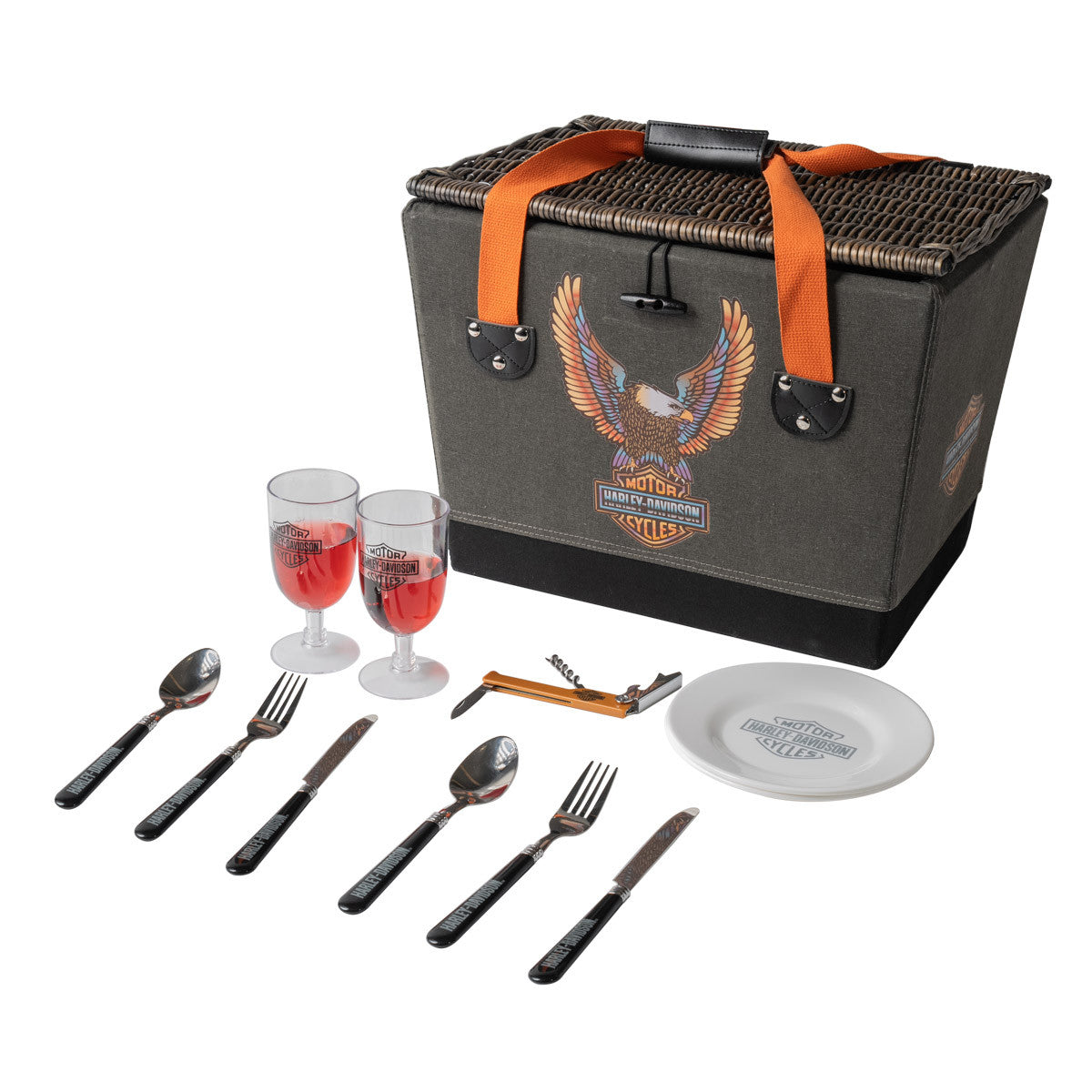 Harley-Davidson® Vivid Bar & Shield® Eagle Picnic Basket - Service