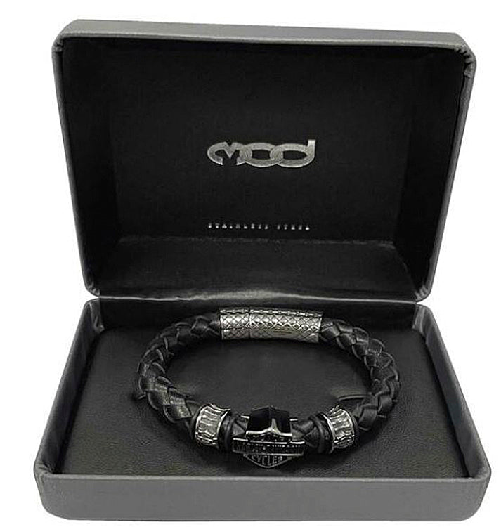 本日限定価格　Harley-Davidson ブレスレット Harley-Davidson® Men's Bar & Shield® Braided Leather Bracelet