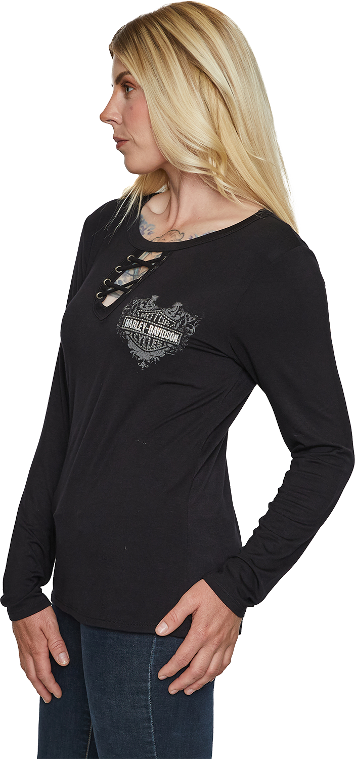 
                  
                    Harley-Davidson® Women's Stake Tartarian Long Sleeve Shirt  | Rhinestone Embellished
                  
                