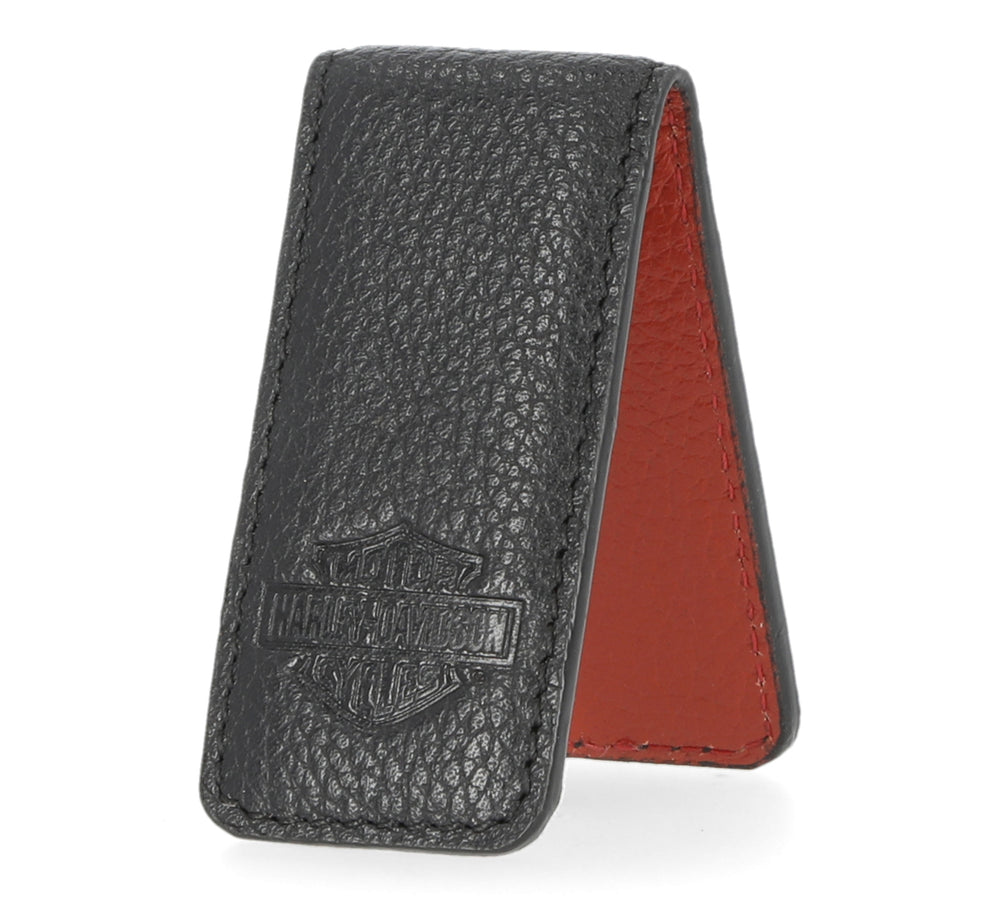 Harley-Davidson® Bar & Shield® Money Clip | Black Leather | Magnetic Close