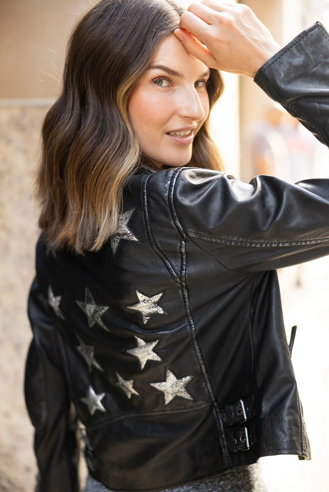 
                  
                    Mauritius® Women's Christy Leather Jacket | Silver Star Accents
                  
                