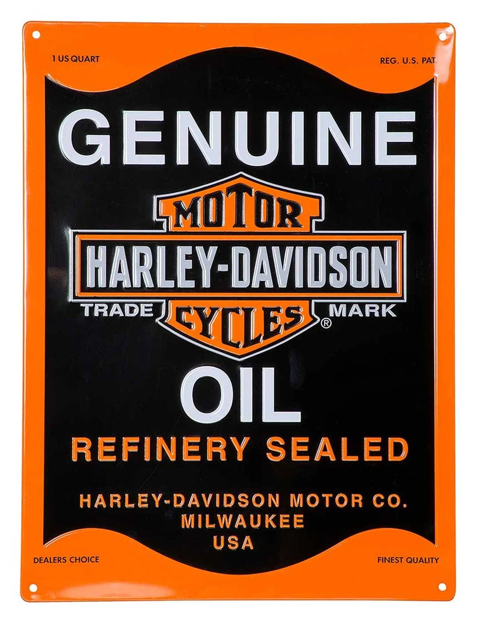 Harley-Davidson® Genuine Oil Can Label Embossed Tin Sign – House