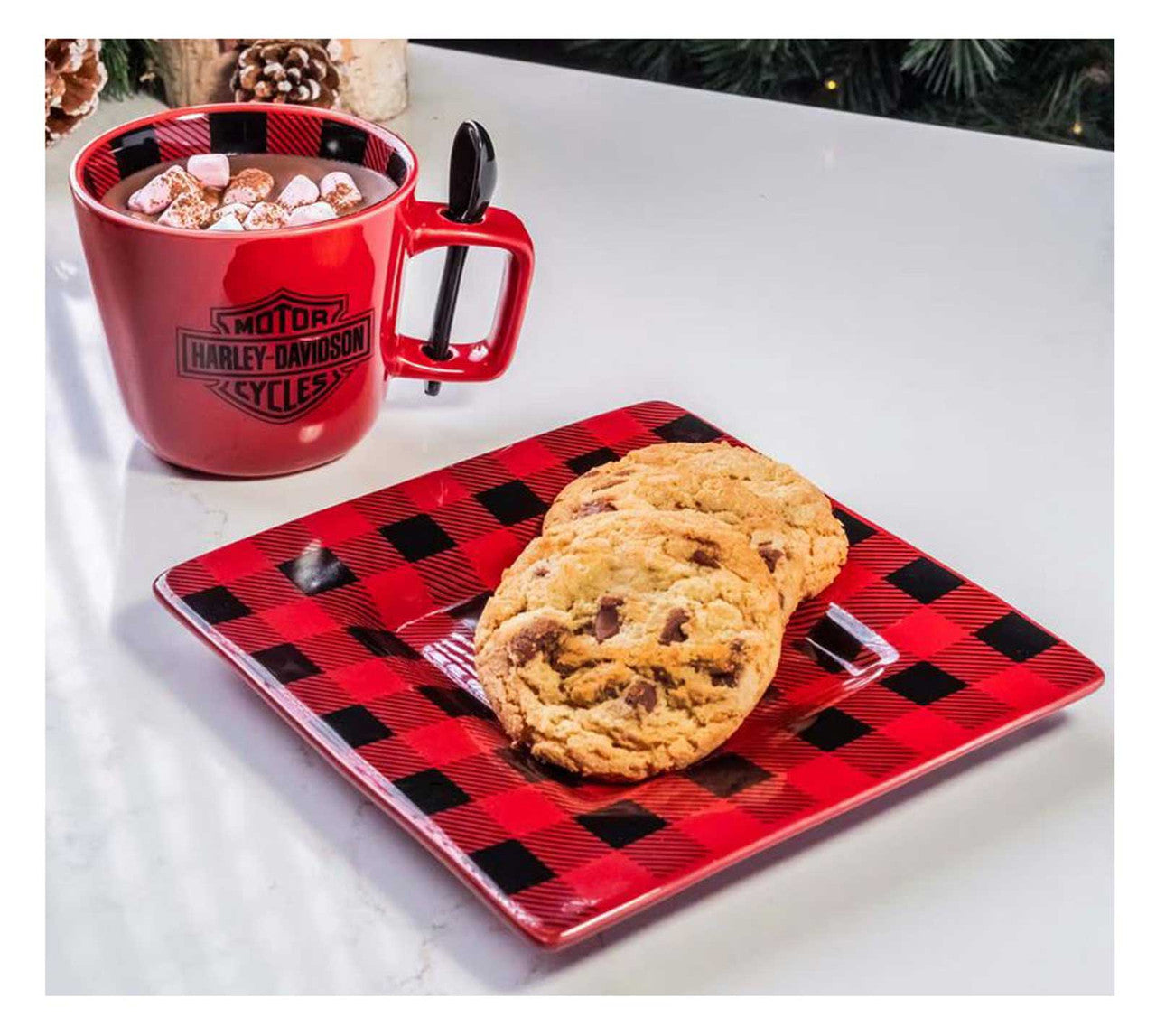 Holiday Plaid Mug & Saucer Set | Harley-Davidson® – House of Harley®