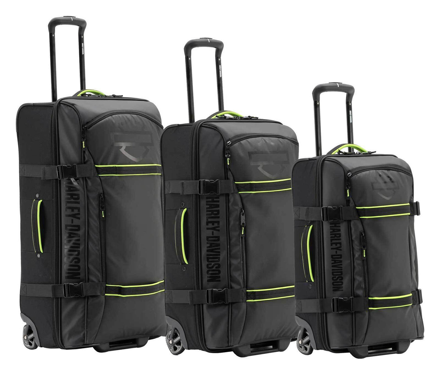 
                  
                    Harley-Davidson® Nomad Wheeling Duffel Bag with Shark Wheels | Black and Lime | 21"
                  
                