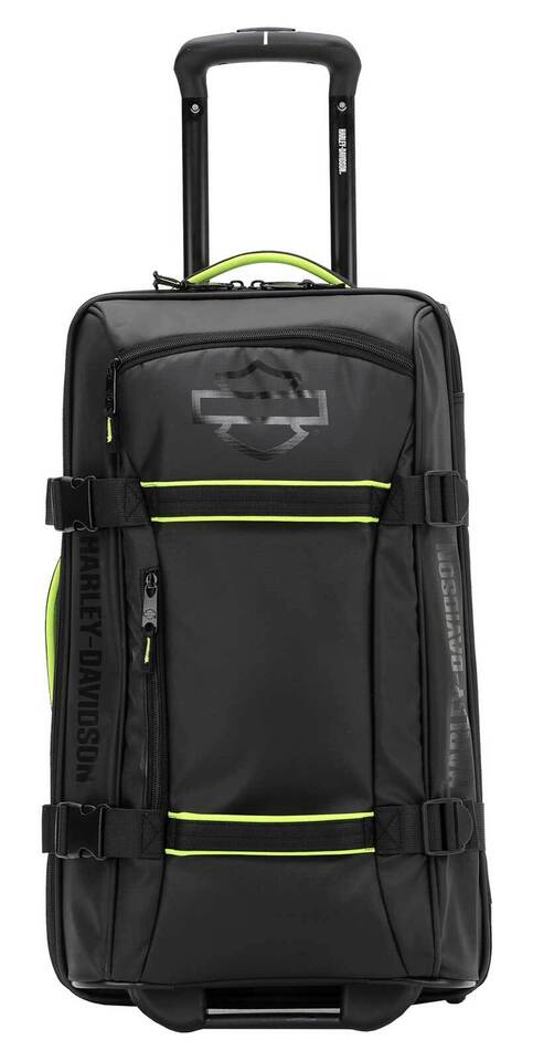 Harley-Davidson® Nomad Wheeling Duffel Bag with Shark Wheels | Black and Lime | 21