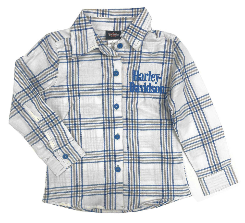 
                  
                    Harley-Davidson® Little Girls' Glittery Plaid Button Up Shirt | Long Sleeves
                  
                