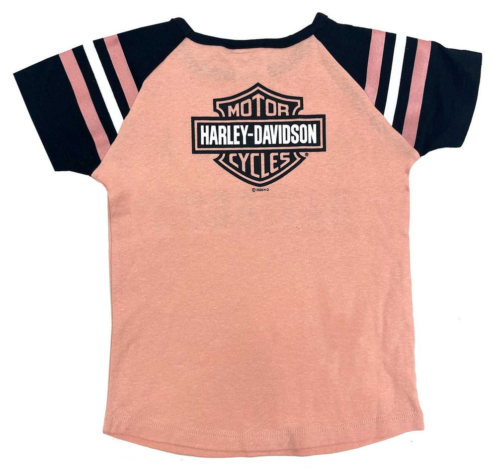 
                  
                    Harley-Davidson® Toddler to Big Girls' Short Sleeve Sports Tee | Pink & Black
                  
                