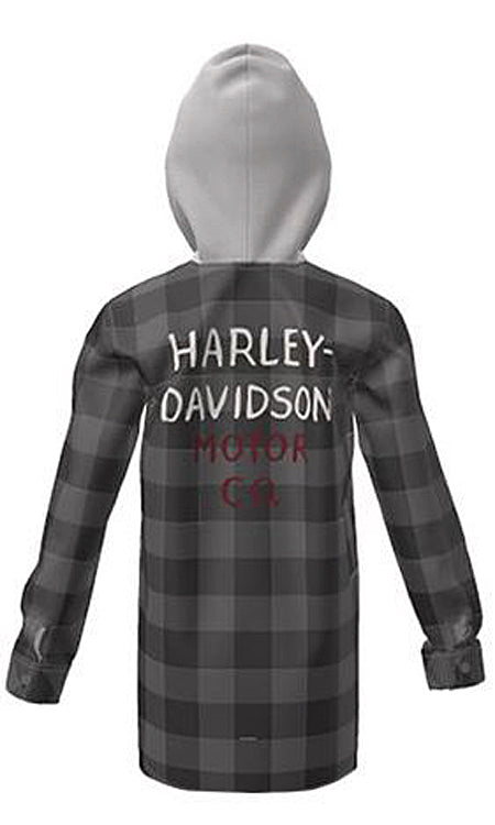 
                  
                    Harley-Davidson® Boys' Hooded Plaid Woven Shirt | Knit Hood | Long Sleeves
                  
                