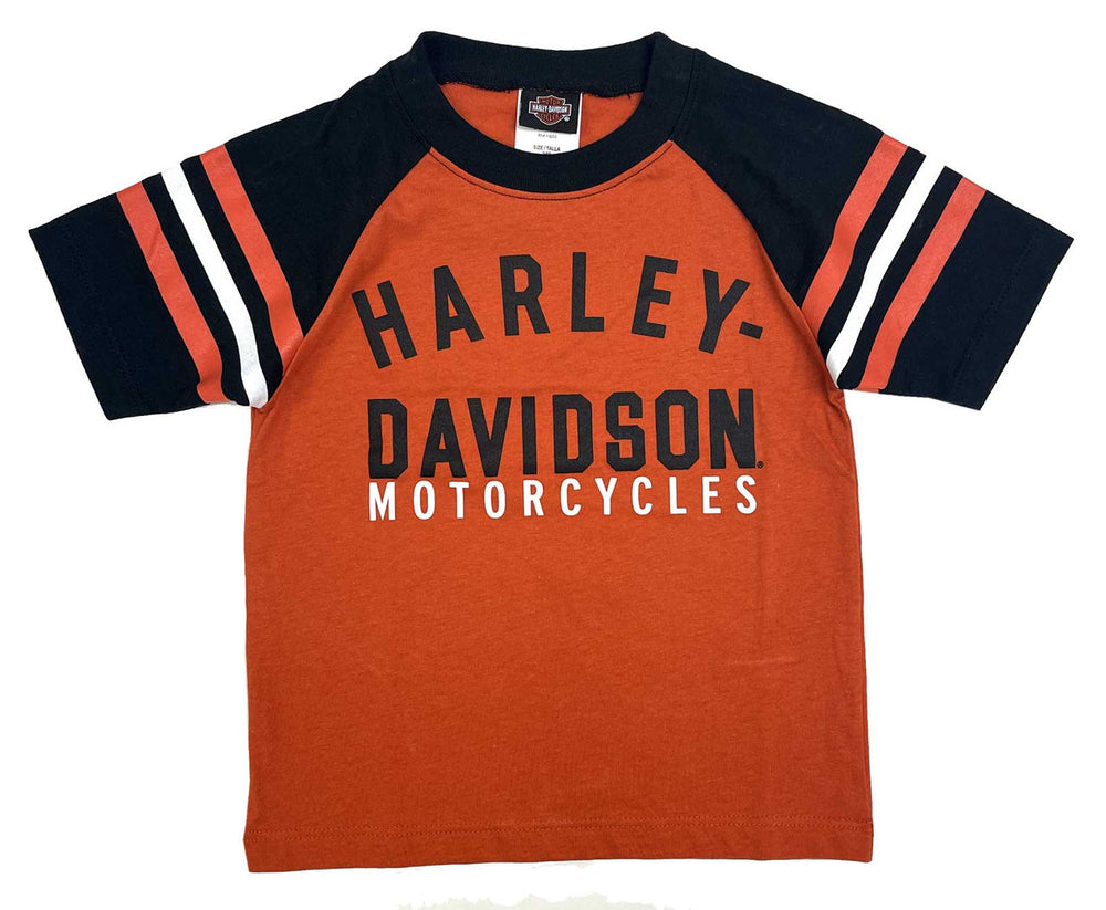 Harley-Davidson® Toddler to Big Boys' Short Sleeve Sports Tee | Orange & Black