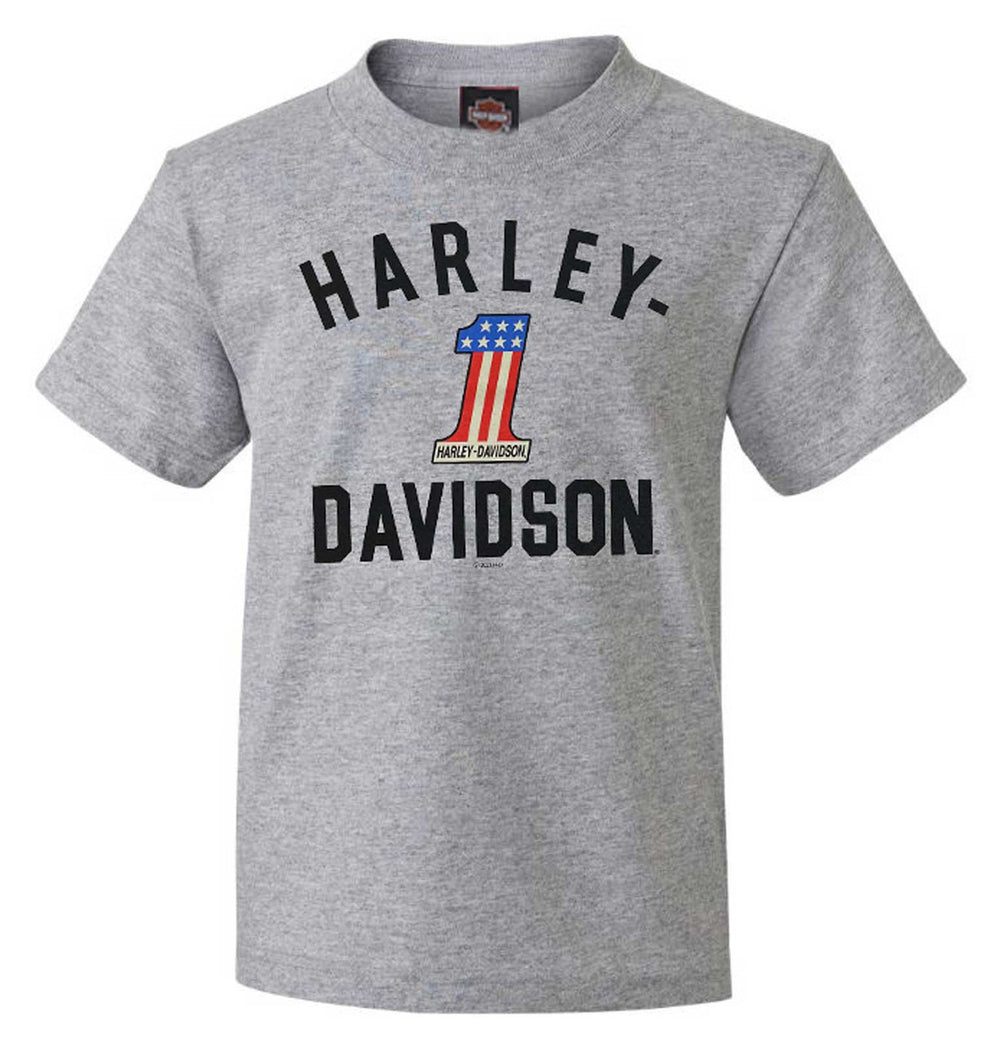 Harley-Davidson® Toddler To Big Boys' #1 Logo Short Sleeve T-Shirt | Grey