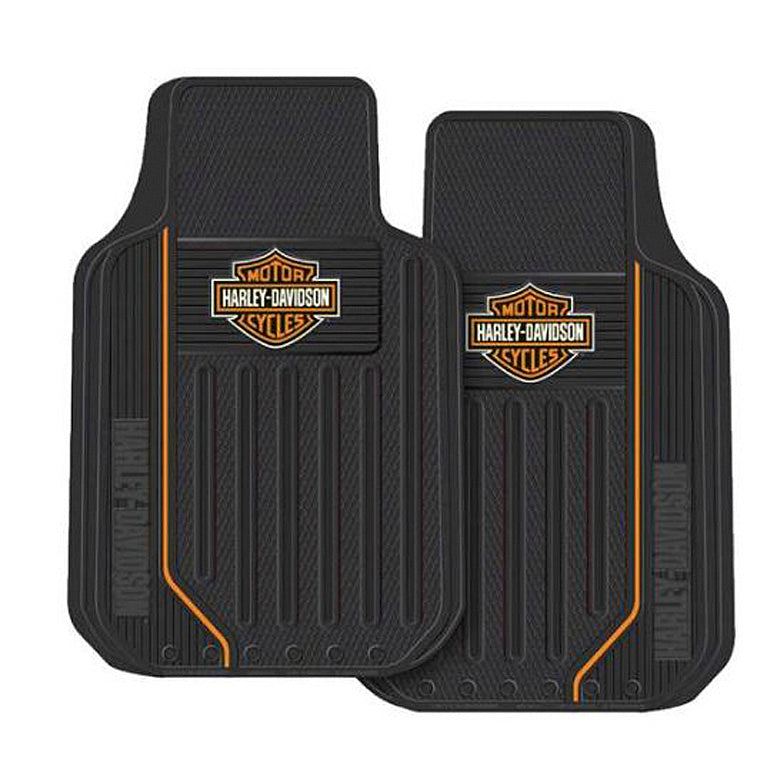 
                  
                    Harley-Davidson® Black Bar & Shield® Floor Mats | Orange Stripe
                  
                