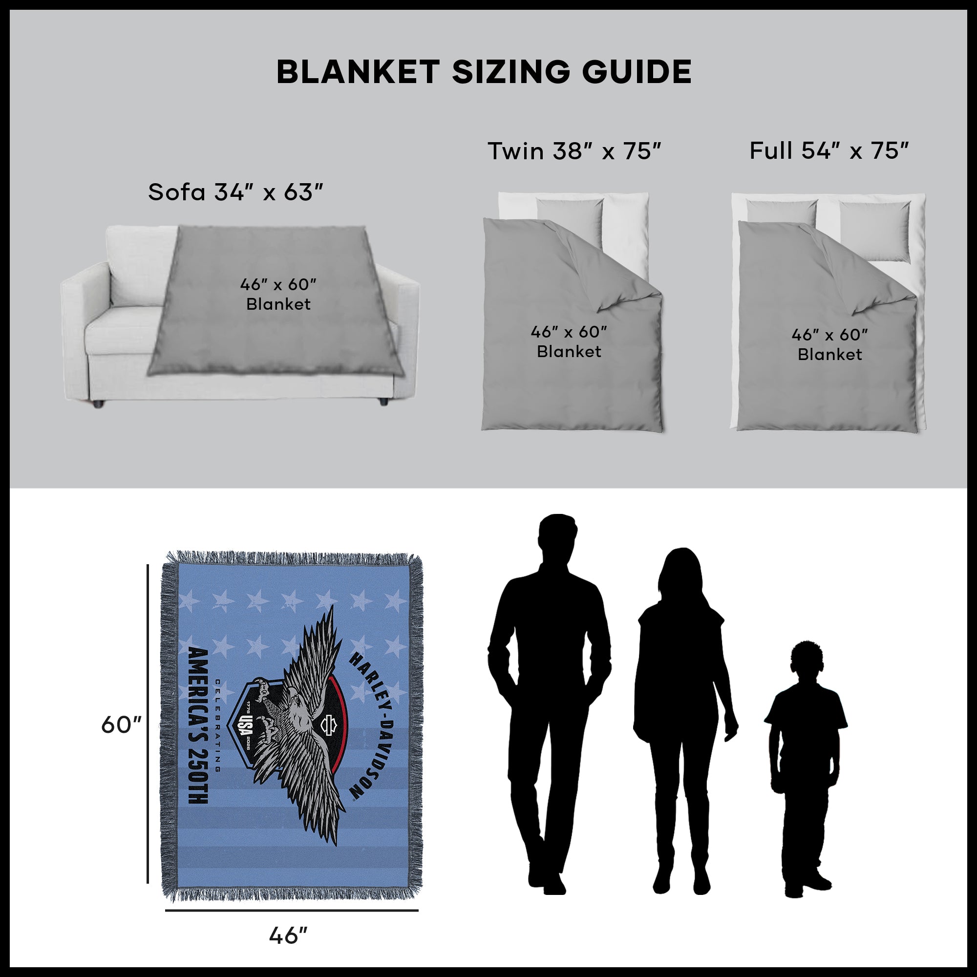 Harley-Davidson® Blue Eagle Tapestry Blanket – House of Harley®