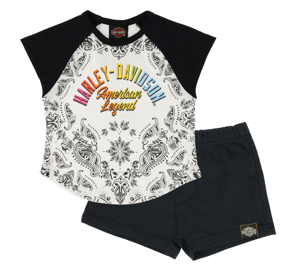 Harley-Davidson® Girls Raglan Paisley Short Sleeve Set