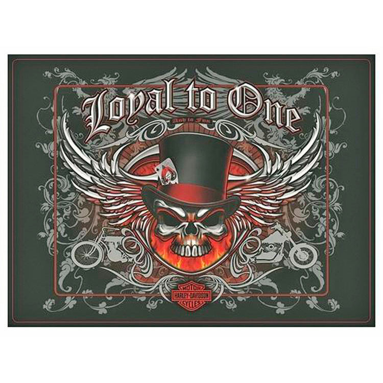 Harley-Davidson® Loyal To One Embossed Tin Sign | Skull Graphic