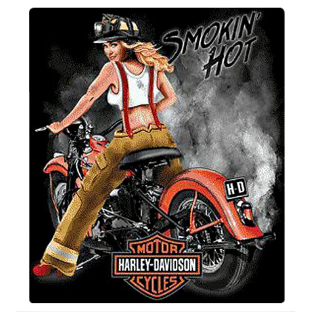 Harley-Davidson® Smokin' Hot Firefighter Babe Embossed Tin Sign